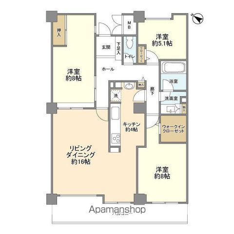 スカイプラザ・ユーカリが丘ウエストタワー[3LDK/99.43m2]の間取図