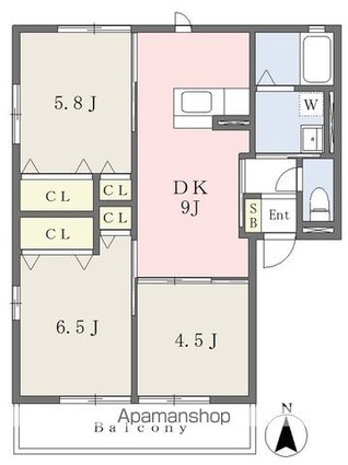 フォレストハイムＡ[3DK/57.3m2]の間取図