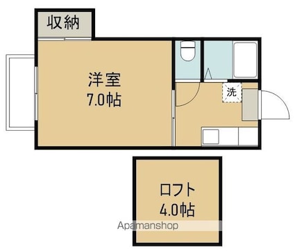 プリンスコート苦竹Ａ[1K/22m2]の間取図