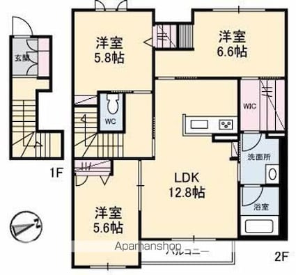 岡山県倉敷市片島町[3LDK/76.89m2]の間取図