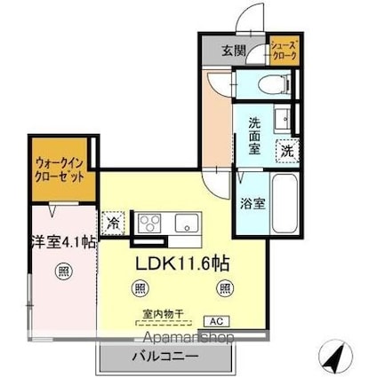 アルデア[1LDK/42.86m2]の間取図