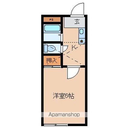 宮城県仙台市若林区六丁の目南町[1K/21.11m2]の間取図