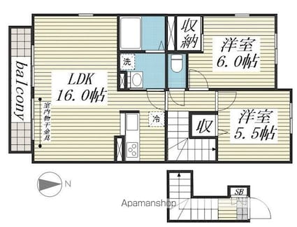 カーサクレールⅡ[2LDK/65.75m2]の間取図