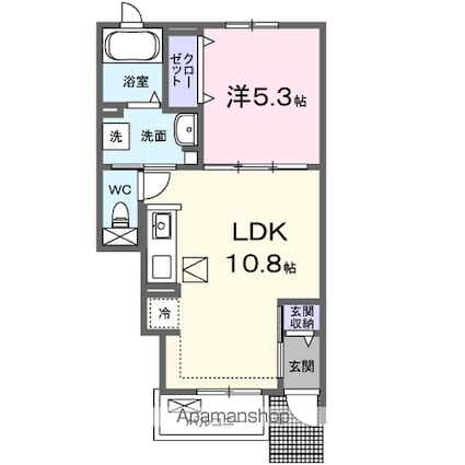 ミルト・ラフレシール[1LDK/37.38m2]の間取図