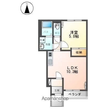 グランシャリオⅡ[1LDK/40.4m2]の間取図