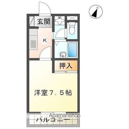 ハイツ・ユウリ[1K/25.9m2]の間取図