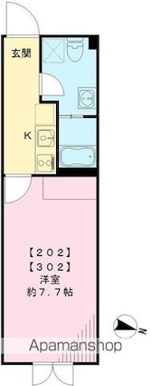 ＬＡＰｉＳ　ＣＯＵＲＴ　ＹＯＴＳＵＹＡ[1K/25.03m2]の間取図