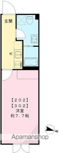 ＬＡＰｉＳ　ＣＯＵＲＴ　ＹＯＴＳＵＹＡ[1K/25.03m2]の間取図