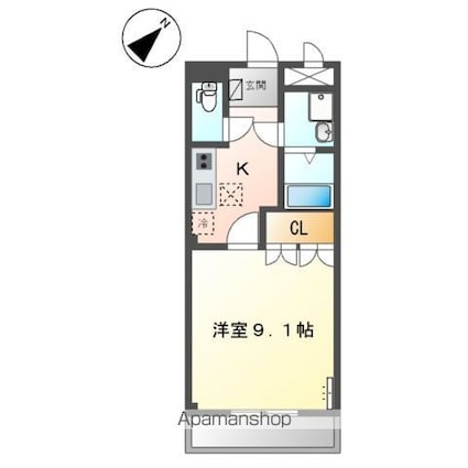 アマーレゆかり[1K/30.96m2]の間取図