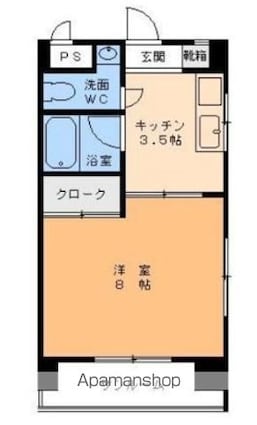 シャリエ緑町[1K/25.84m2]の間取図