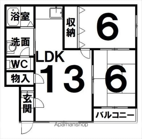根室本線 柏林台駅 徒歩65分 2階建 築28年の間取り写真