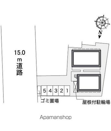 レオパレスひまわり[1K/20.81m2]の配置図