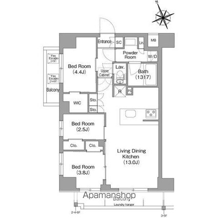 コンフォリア東葛西[3LDK/53.18m2]の間取図