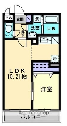 クローリスＹＵＭＥ[1LDK/34.02m2]の間取図