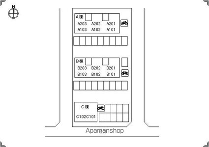 シティパル２１　Ｂ棟[2LDK/53.48m2]の配置図