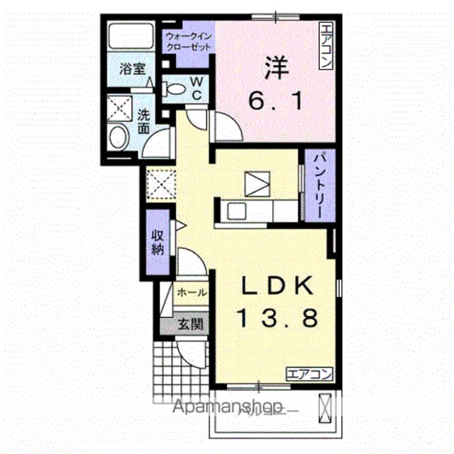 ディオーネ・ジエータ紀ノ川Ⅱ[1LDK/45.77m2]の間取図