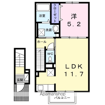 ロックフィールドⅣ[1LDK/43.32m2]の間取図
