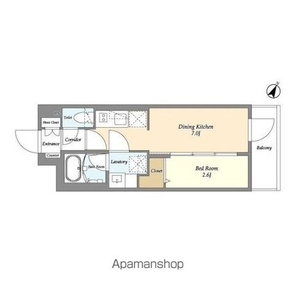 グランカーサ千駄木[1DK/25.09m2]の間取図