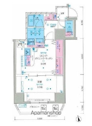 東京都台東区東上野３丁目[1LDK/44.58m2]の間取図