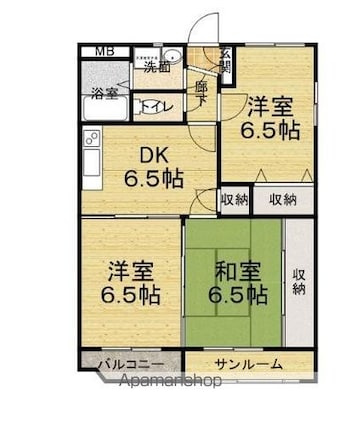 グリーンスクエア[3DK/61.35m2]の間取図