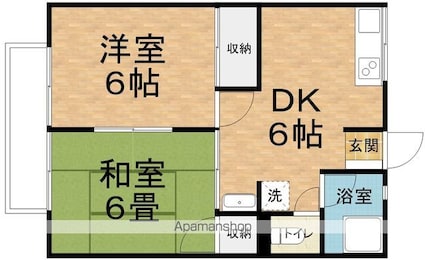 シティハイムタカミヤ[2DK/39.6m2]の間取図