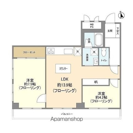 ウィンベルコーラス蓮沼[2LDK/55.86m2]の間取図