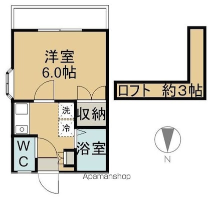パレス緑ヶ丘[1K/20.25m2]の間取図