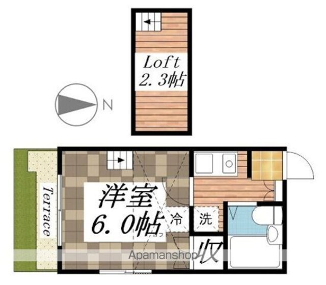 レオパレス西浜第２[1K/16.3m2]の間取図