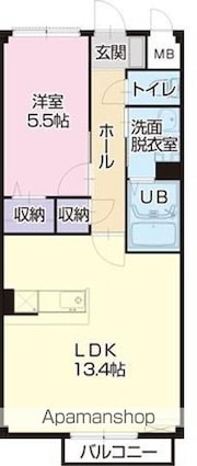 ラ・ルーチェＢ[1LDK/45.63m2]の間取図