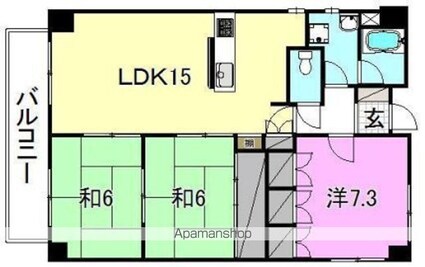 ヴォルジュ石手[3LDK/73.76m2]の間取図
