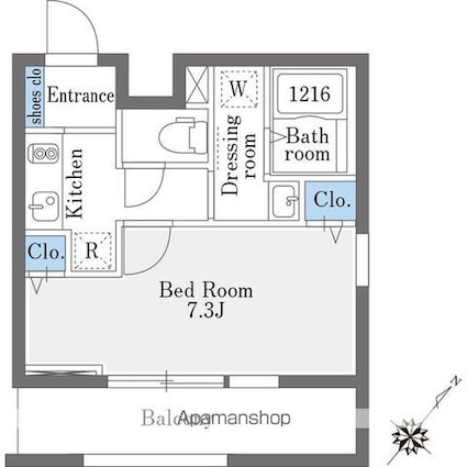 東京都豊島区巣鴨３丁目[1K/26.49m2]の間取図