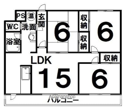 帯広マンション第１[3LDK/73.26m2]の間取図