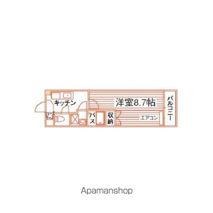 ベーラバン清水[1K/24.3m2]の間取図