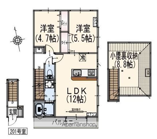 【小金井市緑町のアパートの間取り】