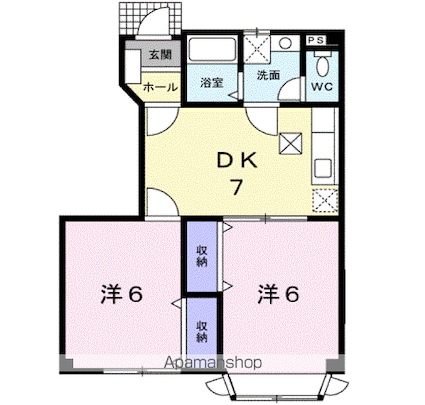 ラ・ファミリア[2DK/46.06m2]の間取図
