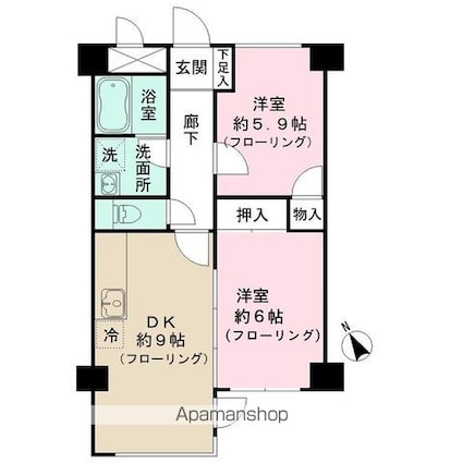グランドール豪徳寺[2DK/46.25m2]の間取図