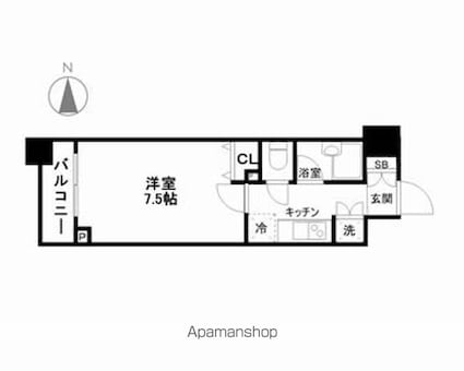 スペーシア秋葉原[1K/23.91m2]の間取図