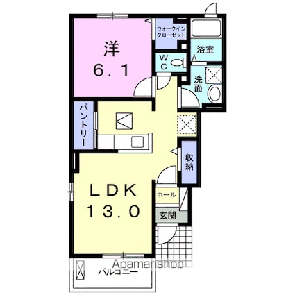 Ｗ・クイーンバリー　Ａ[1LDK/45.77m2]の間取図
