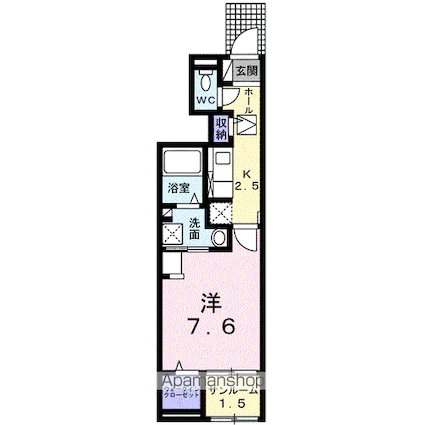 アンド　ザ　ブルー　Ⅱ[1K/31.66m2]の間取図