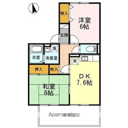 セジュール渡邊　Ｄ棟[2DK/48.79m2]の間取図