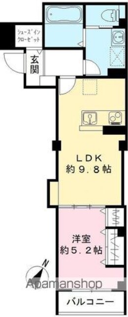 パークビュー世田谷桜丘[1LDK/40.14m2]の間取図