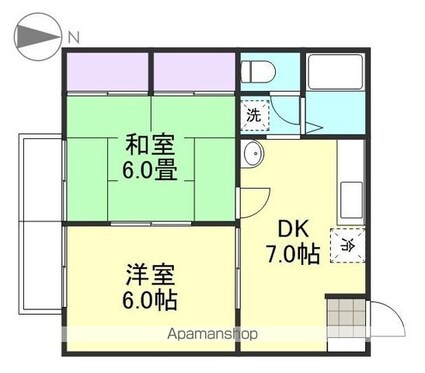 グリーンハイツ西阿知　Ａ[2DK/40m2]の間取図