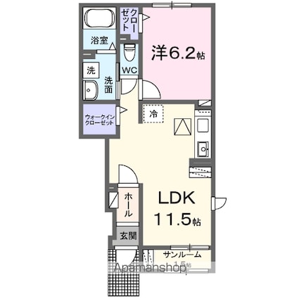 アイランドヒルズ右籾　Ⅲ[1LDK/43.61m2]の間取図