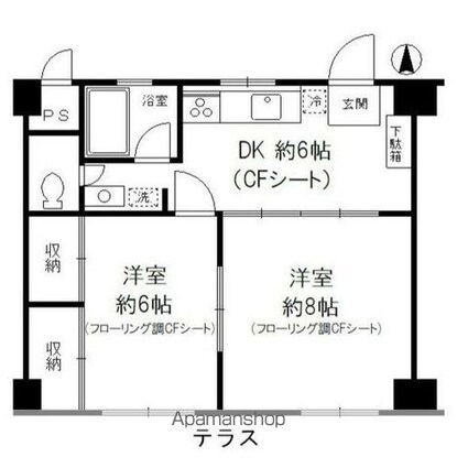 ベルコート四谷[2DK/45.36m2]の間取図