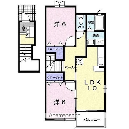 パストラル川部Ｃ[2LDK/57.22m2]の間取図