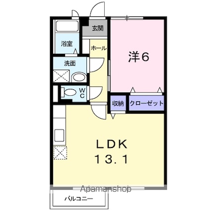 フォンテーヌ・エスト　Ａ棟[1LDK/47.23m2]の間取図