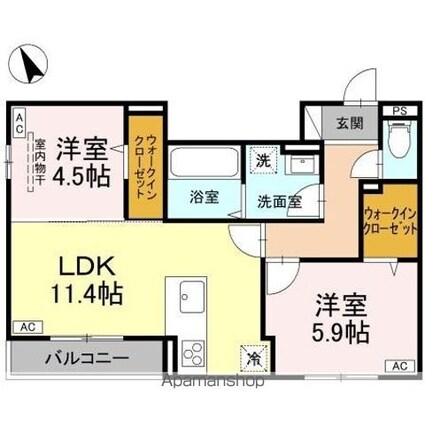 Ｄーｒｅｓｉｄｅｎｃｅ東川口Ｎ[2LDK/55.24m2]の間取図