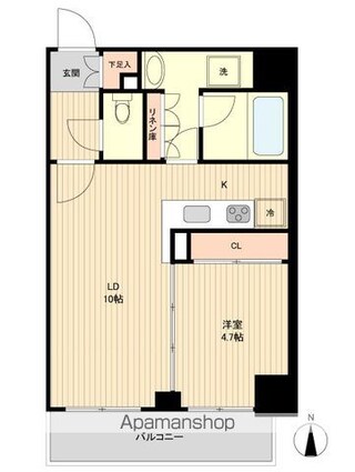 ザ・パーククロス広尾[1LDK/36.5m2]の間取図