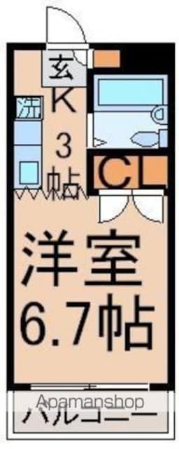 ハイネス宮腰[1K/20.1m2]の間取図