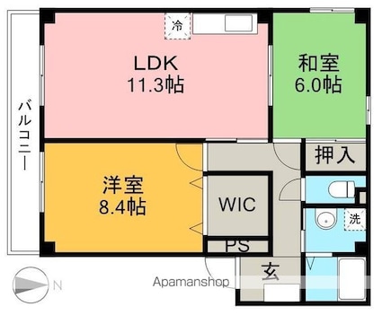 フィネス高須[2LDK/60.18m2]の間取図